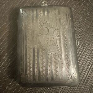 Engraved Silver-Tone Antique Necessarie or Dance Card Case with Monogram